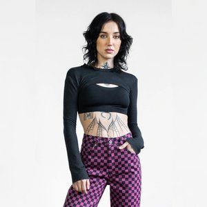 NOCTEX Black Longsleeve Shrug Layering Top Sz M